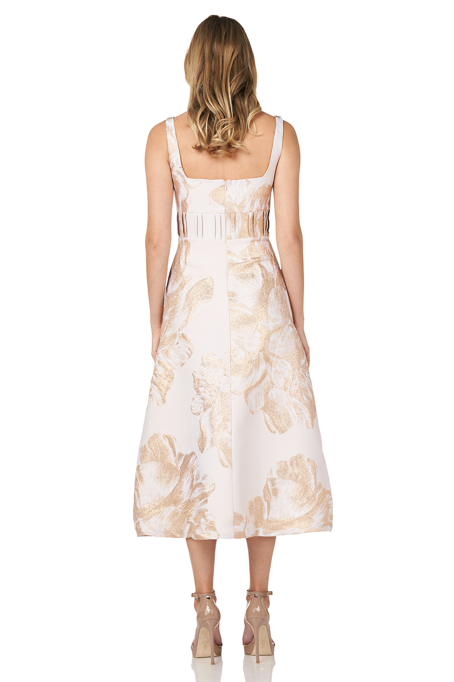 Floral Jacquard Tea Length Dress