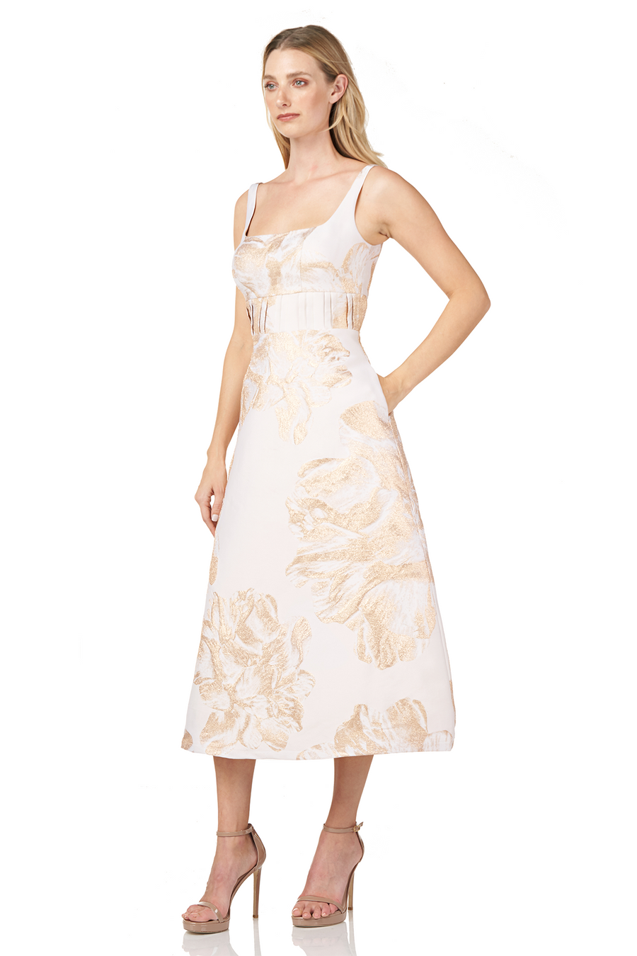 Floral Jacquard Tea Length Dress