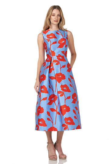 Jacquard Floral T-Length Dress